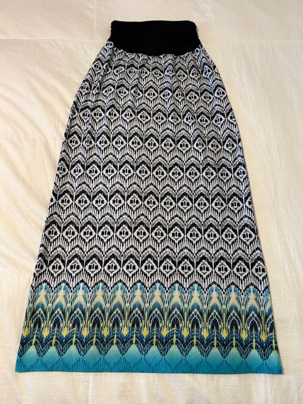 Alyx Black, White & Turquoise Gradient Hem Maxi Skirt